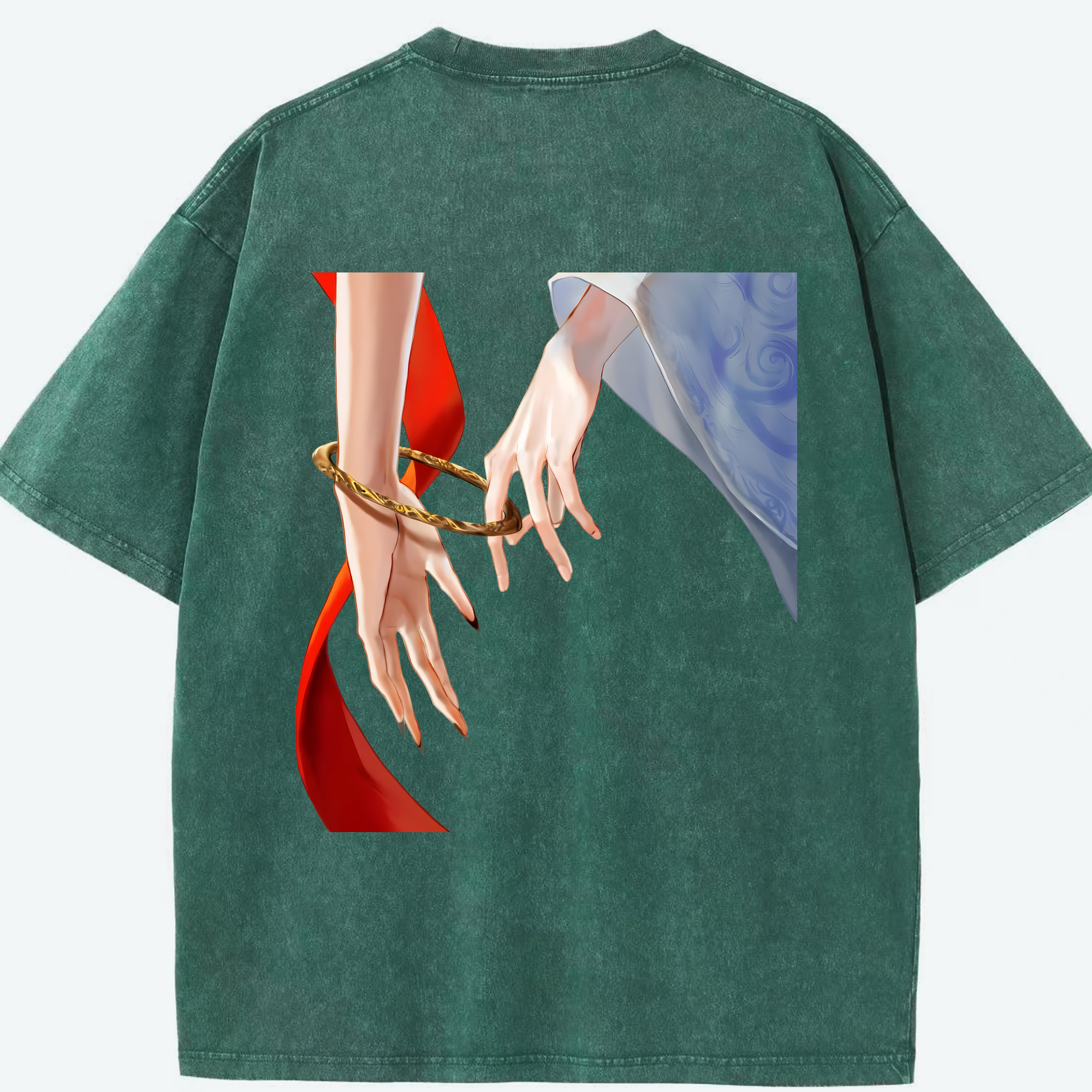 （画像用） Ne Zha 2 ナタ 魔童の大暴れ 綿100% ヴィンテージ風 半袖Tシャツ（背面プリント）